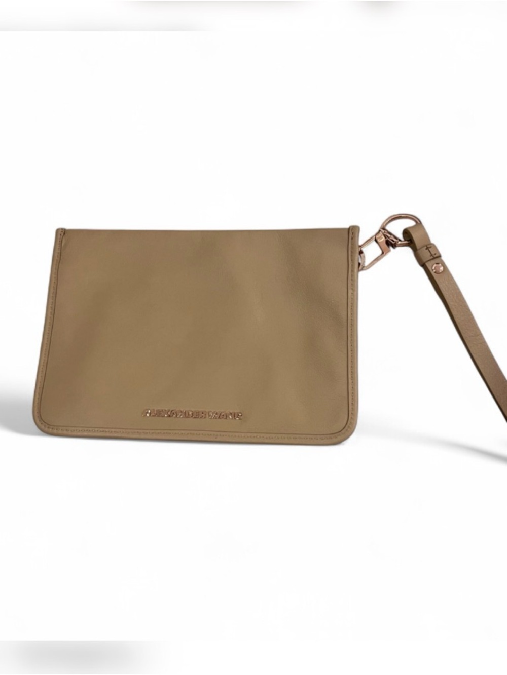 ALEXANDER WANG - Taupe Leather Wristlet Clutch - Women Bags